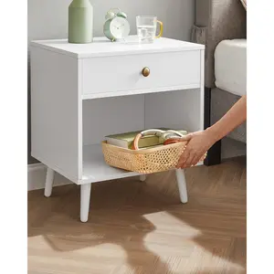 Monterey 1 Drawer Bedside Table White