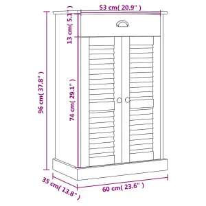 Berkfield Shoe Cabinet VIGO White 60x35x96 cm Solid Wood Pine