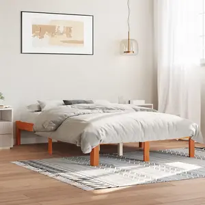 Berkfield Bed Frame without Mattress Wax Brown 140x200 cm Solid Wood Pine