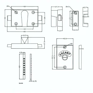 EAI - Toilet Bathroom Indicator Bolt Traditional Vacant Engaged - Matt Black