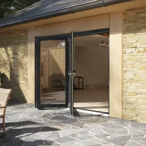 Rohden Clear Fully glazed Anthracite Grey Timber External Contemporary 3 Patio door, (H)2090mm (W)2690mm