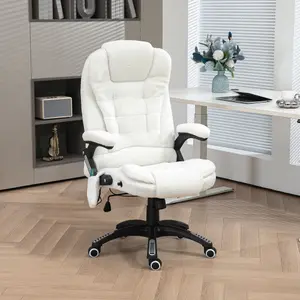 Vinsetto Office Chair w/ Heating Massage Points Relaxing Reclining White