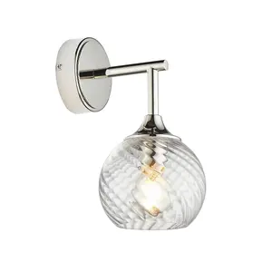 Luminosa Allegra Glass Shade Wall Lamp Bright Nickel