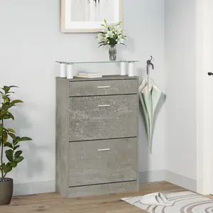 Berkfield Shoe Cabinet Concrete Grey 63x24x104 cm Engineered Wood