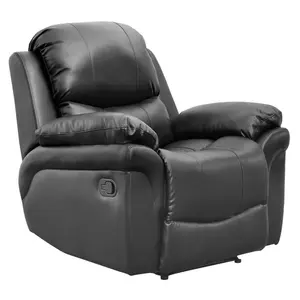 Madison Bonded Leather Recliner Armchair Sofa Home Lounge Chair Reclining Gaming (Black)