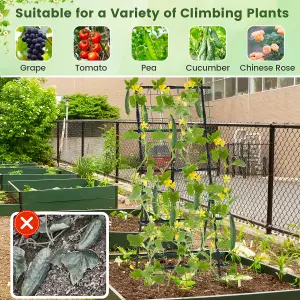 Costway 187cm Tall Garden Trellis for Cucumber Climbing Plants Vertical Plant Support Stand w/ Netting