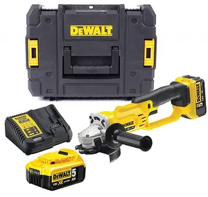 Dewalt DCG412P2 18v XR Cordless Angle Grinder 125mm + 2 x 5ah Battery Tstak Case