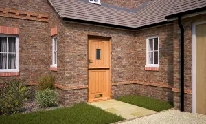 Stable Frosted glass Frosted Glazed Cottage Wooden White oak veneer External Front door, (H)2032mm (W)813mm