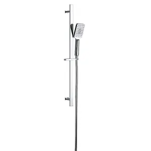 Dezine Cubo Concealed Shower Kit with Slide Rail Kit and Ceiling Mounted Rain Head, Chrome