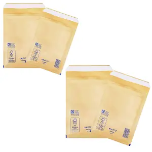 100 x Size 2 (120 x 215mm) Classic Gold Arofol Bubble Lined Strong Postal Mailers With Peel & Seal Slip