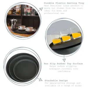 Argon Tableware - Round Non-Slip Serving Trays - 28cm - Black - Pack of 6