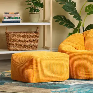 icon Theo Corduroy Bean Bag Pouffe Ochre Yellow Footstool Bean Bags