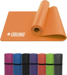 UBUNG Yoga Mat Non Slip with Carry Strap 10mm Thick Exercise Mat for Home Workouts Pilates Yoga Orange