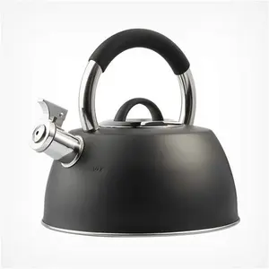 Black Stainless Steel Whistling Stove Top Kettle - 2.5L - Vonhaus