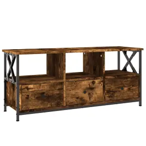 Berkfield TV Cabinet Smoked Oak 102x33x45 cm Engineered Wood&Iron