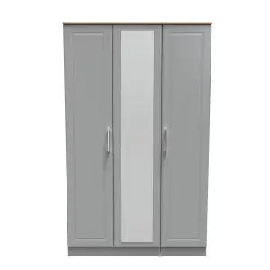 Kent Ready assembled Traditional Matt dusk grey & oak Large Triple Wardrobe (H)1825mm (W)1110mm (D)530mm