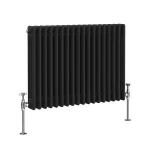 Right Radiators 600x832 mm Horizontal Traditional 3 Column Cast Iron Style Radiator Black