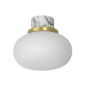 Lucide Lorena Cottage Flush Ceiling Light Bathroom 23cm - 1xE27 - IP44 - Opal