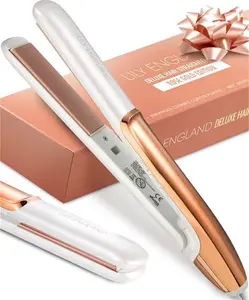 Ceramic Hair Straighteners For Women, Rose Gold 2 in 1 Flat Iron Hair Straightener & Curler, Adjustable Temperature 100-230°C, Fast Heating Plates -