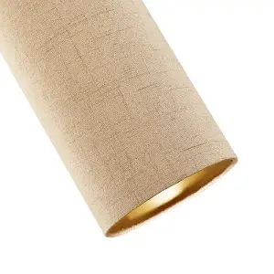 Modern and Stylish Stitched Effect Taupe Linen Fabric Cylindrical 25cm Lampshade