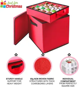 Christmas Tree 64 Bauble Decorations Box Bag Holder With 4 Removable Trays