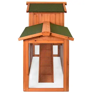 Pet Vida Double Wooden Pet Hutch, Guinea Pig, Bunny, Chicken Run Cage, 52 x 147 x 86