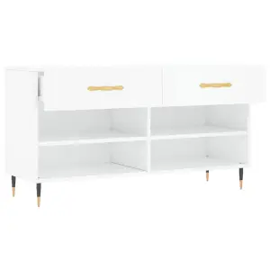 Berkfield Shoe Bench High Gloss White 102x35x55 cm Engineered Wood