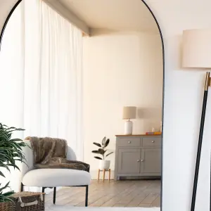 Jobu home - Akiko - Full Length Black Metal Arched Mirror - 200cm x 120cm