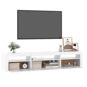 Berkfield TV Cabinet with LED Lights White 195x35x40 cm