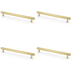 4 PACK - Industrial Hex T Bar Pull Handle - Satin Brass 224mm Centres Kitchen Cabinet