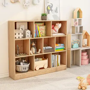 COSTWAY 10-Cube Bookshelf 3-Tier Wood Display Shelf 120cm Storage Organizer