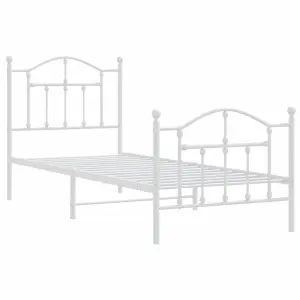 Berkfield Metal Bed Frame with Headboard and Footboard White 90x200 cm