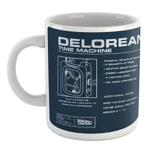 Official Back To The Future Delorean Schematic Mug 100% Ceramic, Dishwasher Safe