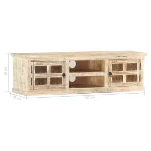 Berkfield TV Cabinet White 130x30x36 cm Solid Mango Wood