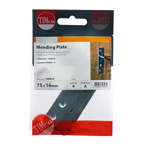 Timco - Mending Plates - Zinc (Size 75 x 16 - 4 Pieces)