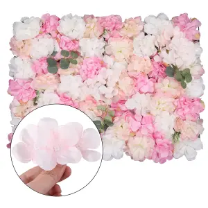 Artificial Flower Wall Backdrop Panel, 60cm x 40cm, White Rose Pink