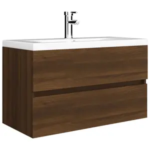 Audreigh 100mm Wall Hung Single Vanity Brown Oak