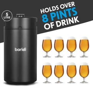 5L Matte Black Mini Growler Keg and Soft Drink Dispenser Canister for Home Brewing