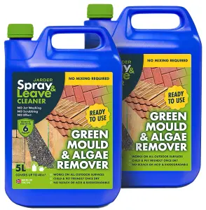 2 x 5L Spray & Leave Ready to Use Patio Cleaner - Removes Green Mould and Algae - No Mixing Required - 80sqm Coverage