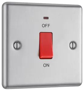 GoodHome 45A Rocker Raised rounded Control switch with LED indicator Steel effect