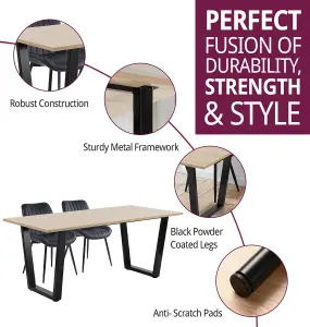 Hallowood Furniture Dudley Dining Table 1.8m with 4 Black Bonded Leather Chairs