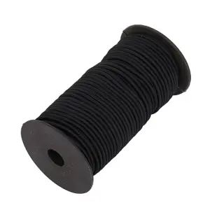 25 metres Bungee Cord, 4mm Wide Stretchy Strap Round Elastic String, Black