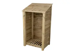 Wooden log store W-99cm, H-180cm, D-88cm - natural (light green) finish