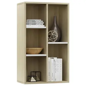 Berkfield Book Cabinet/Sideboard White and Sonoma Oak 50x25x80 cm Engineered Wood