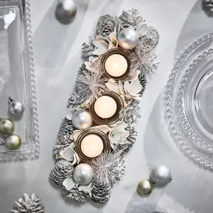 White Christmas Centrepiece Christmas Decoration Tealight Holder Candle Holder