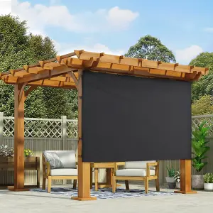 Outdoor Black Waterproof Sunshade Privacy Panel Gazebo Sidewall Panels Sunwall 304.8cm W x 304.8cm L