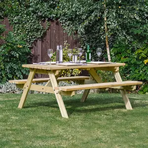 Oakham 4ft Picnic Bench - L122 x W140 x H72.5 cm - Light Green