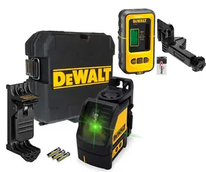 Dewalt DW088CG Green Cross Line Laser Level Self Levelling + Detector DE0892G