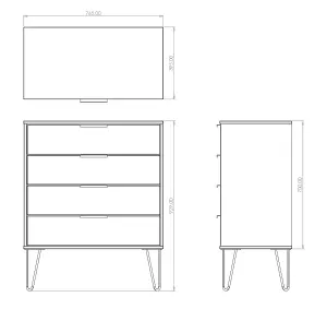 Ready assembled Matt oak effect 4 Drawer Chest of drawers (H)910mm (W)765mm (D)395mm