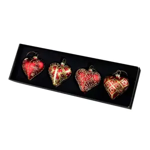 4 Piece Heart Holiday Shaped Ornament Set